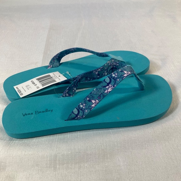 NWT Vera Bradley Webbing Strap Flip Flops, Peacock Garden, Size L (Women's 9/10) - Picture 4 of 8